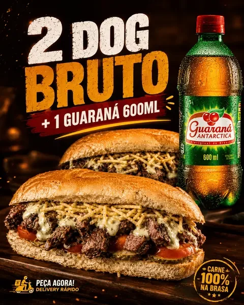 Combo Casal Bruto: 2 Dog Bruto e um Guaraná Antarctica 600ml
